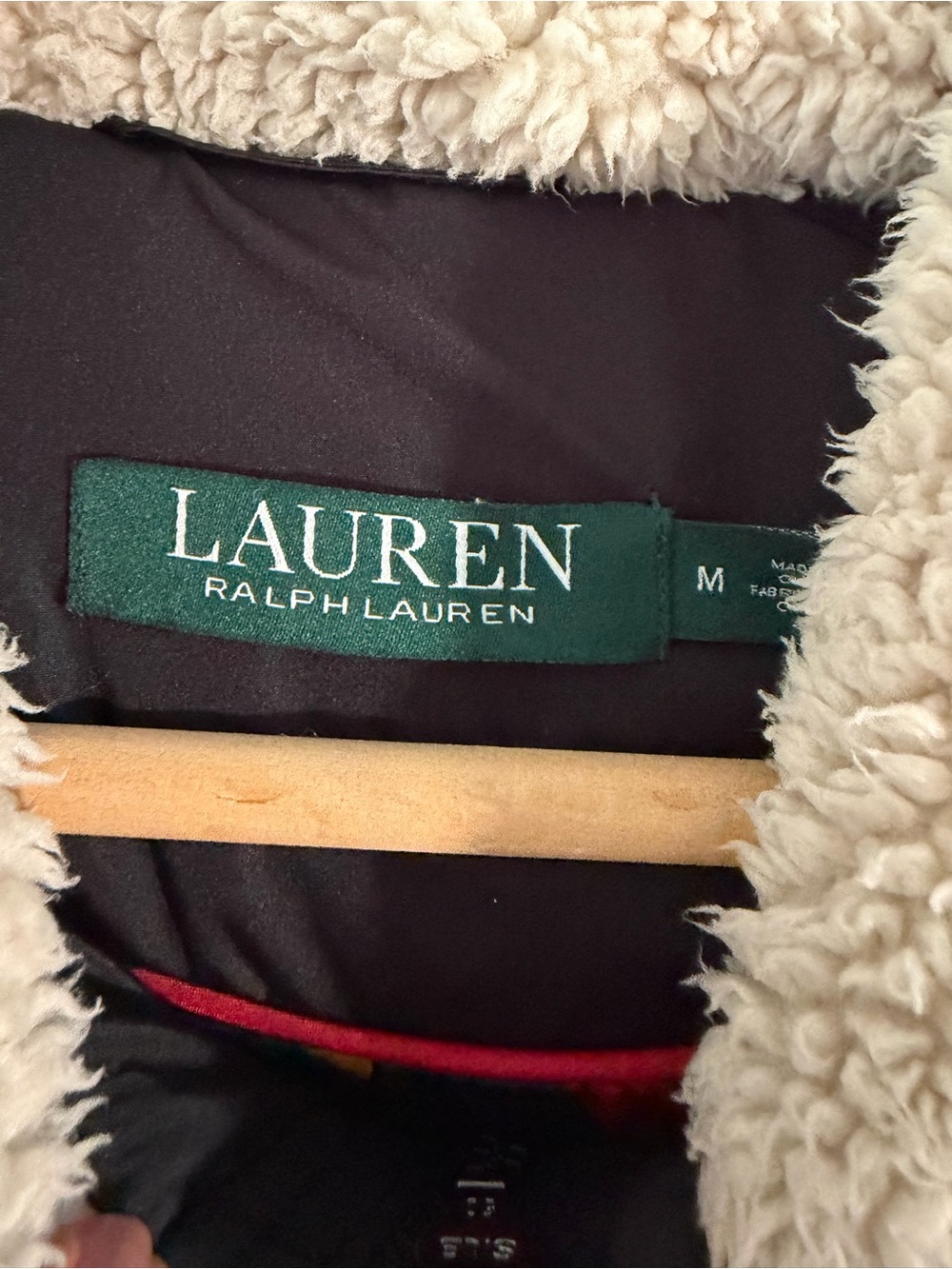 Lauren Ralph Lauren Women M Black Quilted Coat Faux Fur Hood Equestrian Lined - Picture 5 of 14